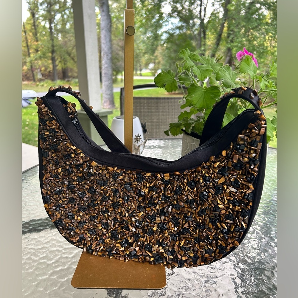 Authentic Timmy woods Semi-precious Tiger’s eye gemstone bag. - Picture 8 of 9